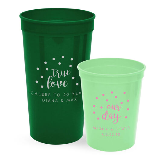Personalized Confetti Dot Stadium Cups