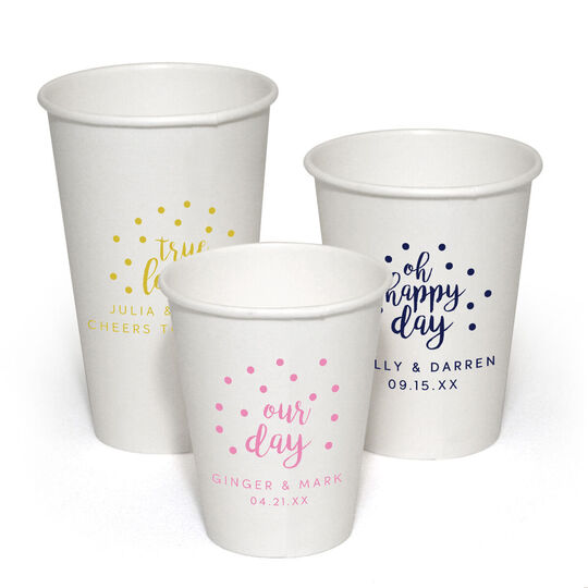 Personalized Confetti Dot Paper Coffee Cups