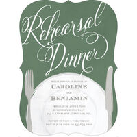 Forest Green Plated Rehearsal Dinner Invitations