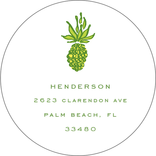 Pineapple Round Address Labels