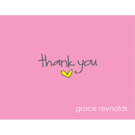 Pink Thank You Heart Folded Note Cards