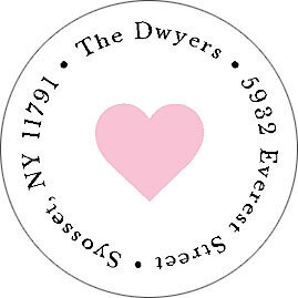 Heart of Rose Round Address Labels