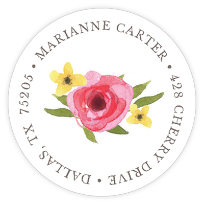 Floral Motif Round Address Labels