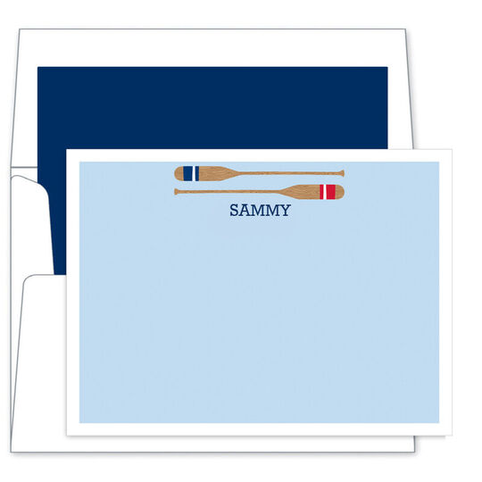 Red Stacked Oars Flat Note Cards