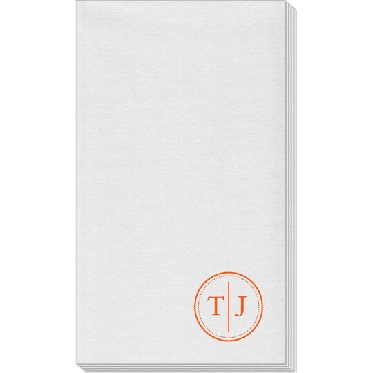 Petite Dotted Circle Duogram Linen Like Guest Towels