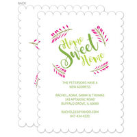 Pink and Green Home Sweet Home Moving Announcements