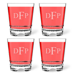 Personalized Tritan Acrylic 12 oz Double Old Fashioned Set - Block Monogram