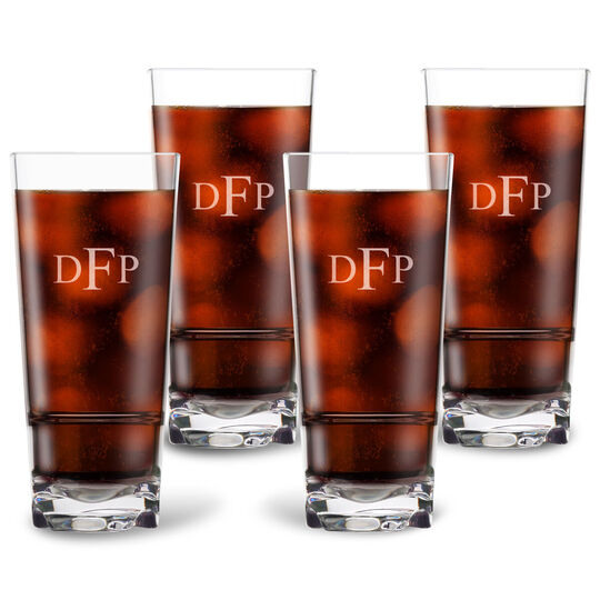 Personalized Tritan Acrylic 16 oz Highball Set - Block Monogram