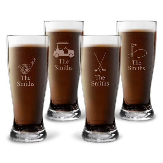 Personalized Tritan Acrylic 16 oz Pilsner Set - Golf Collection