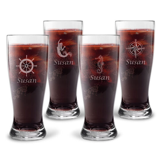 Personalized Tritan Acrylic 16 oz Pilsner Set - Nautical Collection