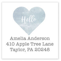 Gray Watercolor Heart Square Address Labels