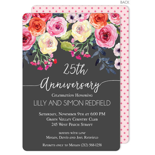 Charcoal Watercolor Roses Invitations