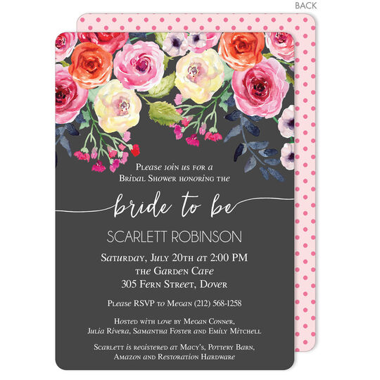 Charcoal Watercolor Roses Invitations