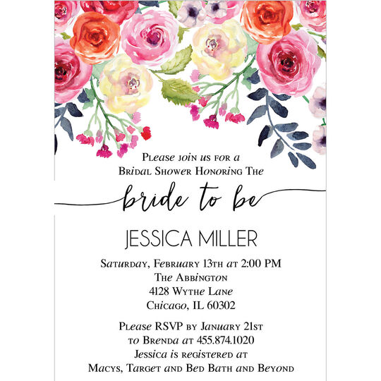 White Watercolor Roses Invitations