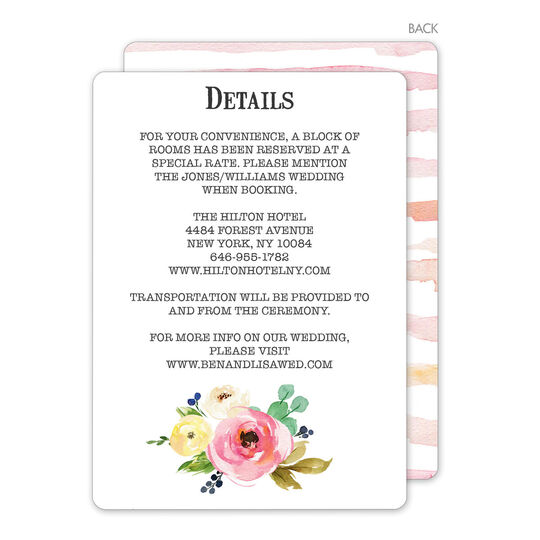 Rose Bunch Wedding Information Cards