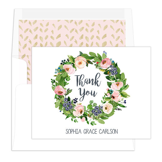 Wreath of Roses Folded Note Cards