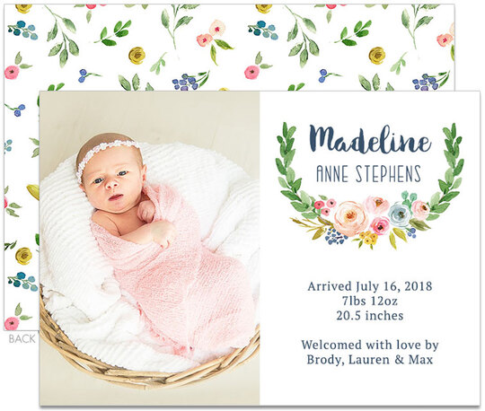 Rose Swag Photo Birth Announcements