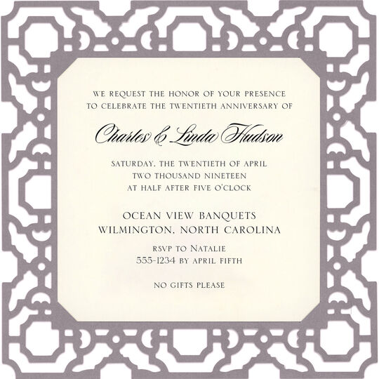 Grey Filigree Die-cut Frame Invitations