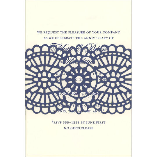 Navy Medallion Banded Die-cut Invitations