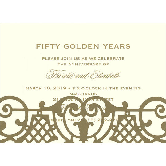 Gold Damask Die-cut Wrap Invitations