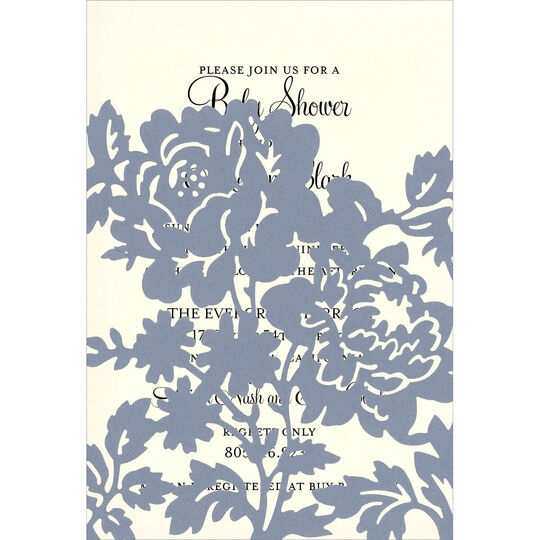 Silver Flower Die-cut Pocket Invitations