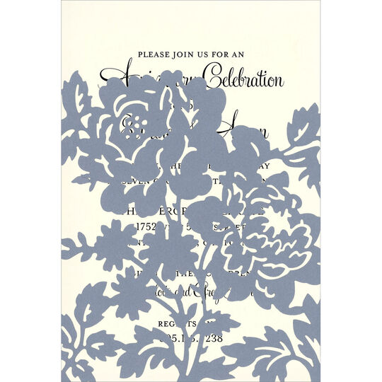 Silver Flower Die-cut Pocket Invitations