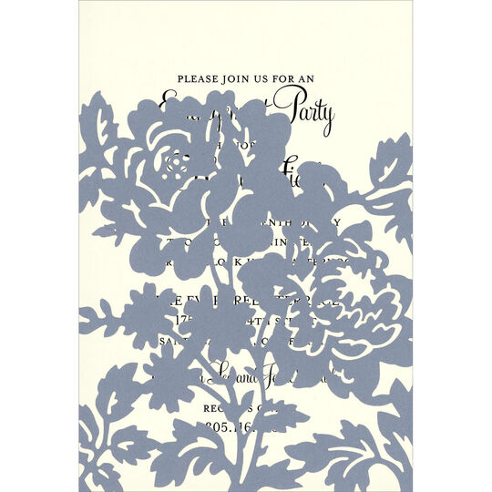 Silver Flower Die-cut Pocket Invitations