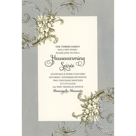 Silver Floral Swag Die-cut Frame Invitations