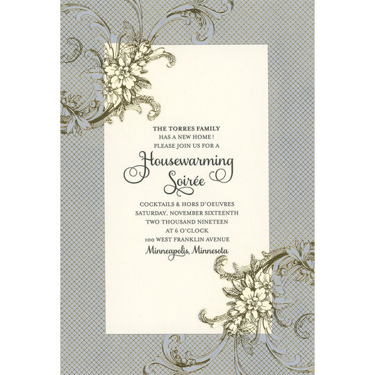 Silver Floral Swag Die-cut Frame Invitations