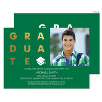 Green with Gold Foil Graduate Photo Graduation Invitations