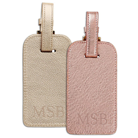 Personalized Metallic Leather Luggage Tags