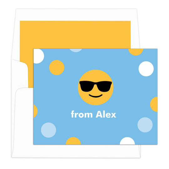 Colorful Sunglasses Emoji Dots Folded Note Cards