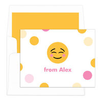 Blushing Emoji Dots Foldover Note Cards