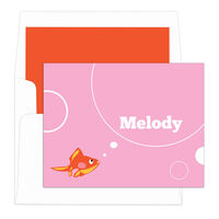 Pink Goldfish Foldover Note Cards