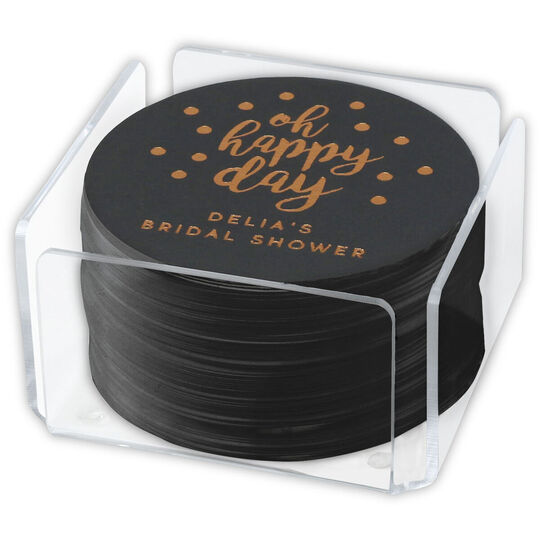 Design Your Own Black Confetti Round Coasters