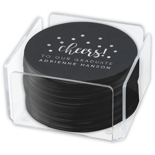Design Your Own Black Confetti Round Coasters