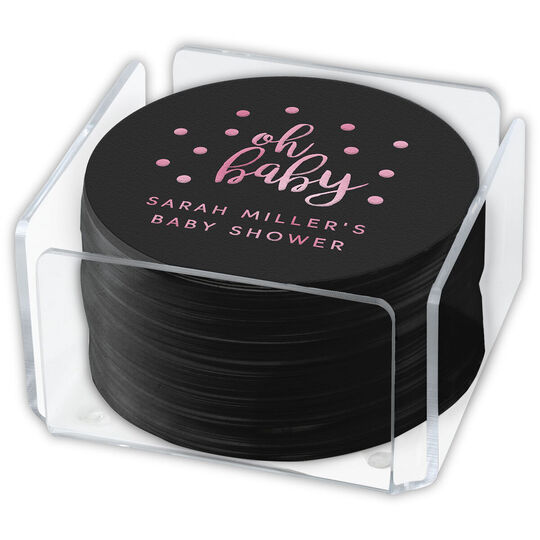 Design Your Own Black Confetti Round Coasters