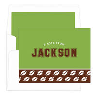 Brown Football Border Foldover Note Cards