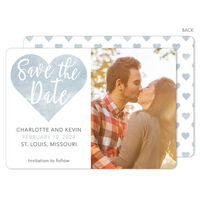Grey Watercolor Heart Photo Save The Date Announcements