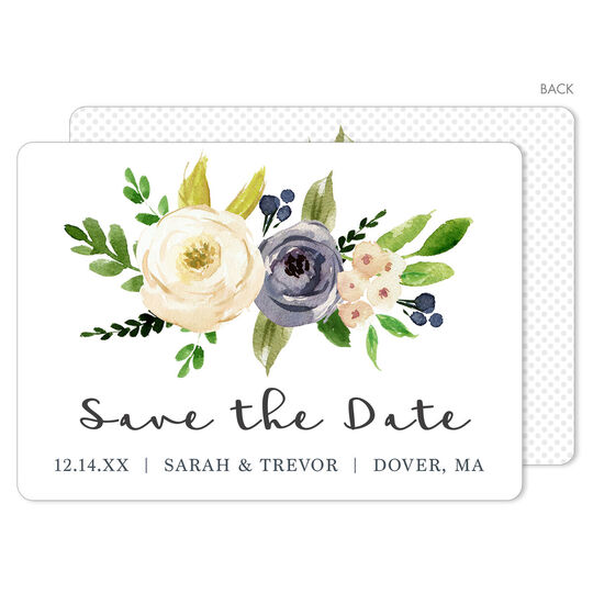 Gray and Ivory Roses Save the Date Cards