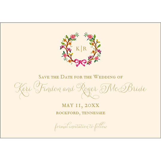 Flowery Wreath Save the Date Note Cards