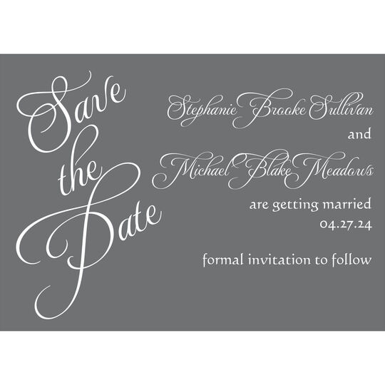 Special Grey Name Save The Date Cards
