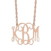 Small Rose Gold Plated Filigree Monogram Pendant with Chain