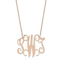Large Rose Gold Plated Filigree Monogram Pendant with Chain