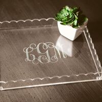 Personalized Etched Scallop Edge Acrylic Tray