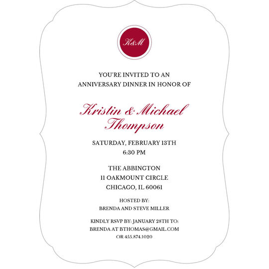 Circle Initials Anniversary Invitations