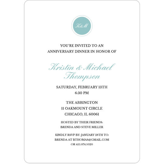 Circle Initials Anniversary Invitations