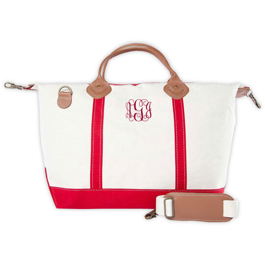 Personalized Red Trimmed Weekender