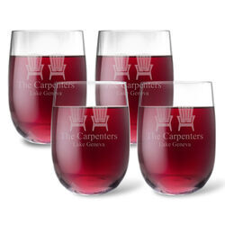 Personalized Tritan Acrylic 14 oz Stemless Wine Glass Set - Adirondack Chairs