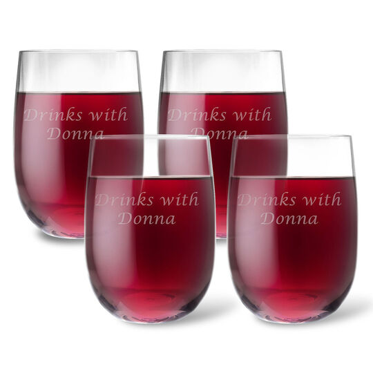 Personalized Tritan Acrylic 14 oz Stemless Wine Set - Text Only